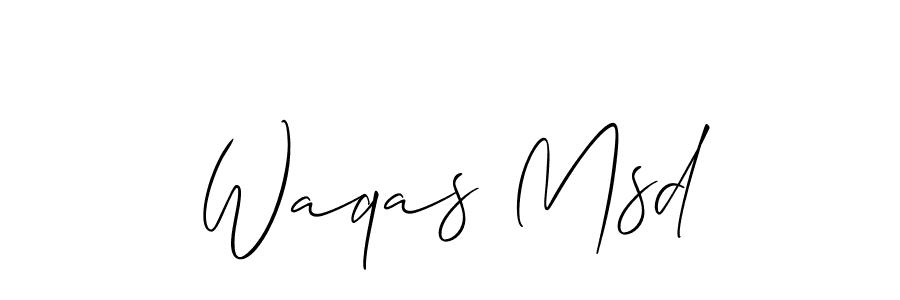 How to make Waqas Msd name signature. Use Allison_Script style for creating short signs online. This is the latest handwritten sign. Waqas Msd signature style 2 images and pictures png