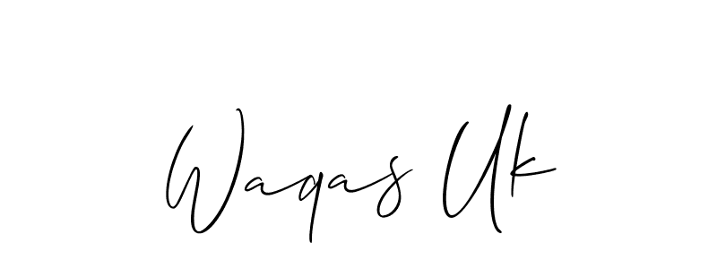 How to make Waqas Uk name signature. Use Allison_Script style for creating short signs online. This is the latest handwritten sign. Waqas Uk signature style 2 images and pictures png