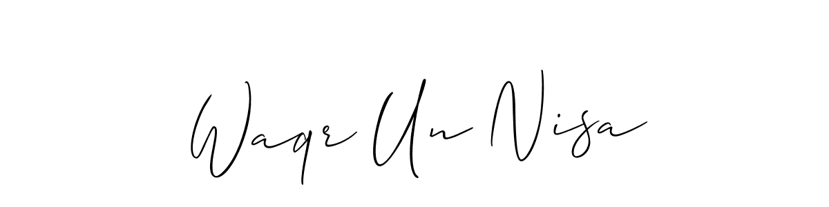 Create a beautiful signature design for name Waqr Un Nisa. With this signature (Allison_Script) fonts, you can make a handwritten signature for free. Waqr Un Nisa signature style 2 images and pictures png