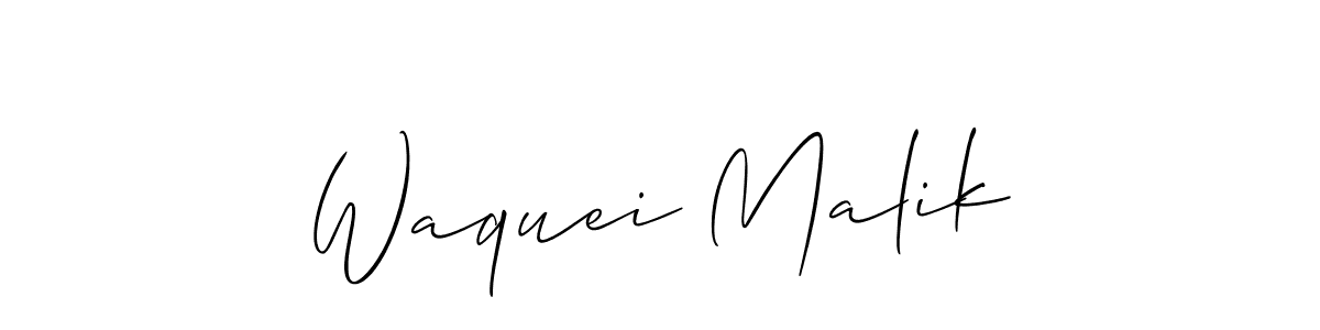 Make a beautiful signature design for name Waquei Malik. With this signature (Allison_Script) style, you can create a handwritten signature for free. Waquei Malik signature style 2 images and pictures png