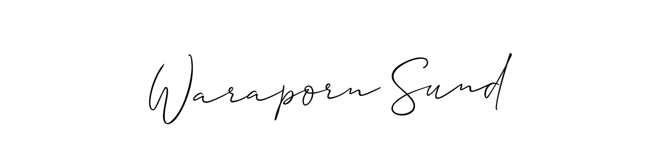 Make a short Waraporn Sund signature style. Manage your documents anywhere anytime using Allison_Script. Create and add eSignatures, submit forms, share and send files easily. Waraporn Sund signature style 2 images and pictures png