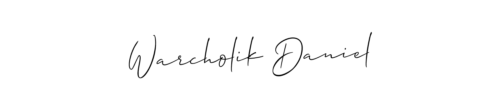 How to make Warcholik Daniel name signature. Use Allison_Script style for creating short signs online. This is the latest handwritten sign. Warcholik Daniel signature style 2 images and pictures png