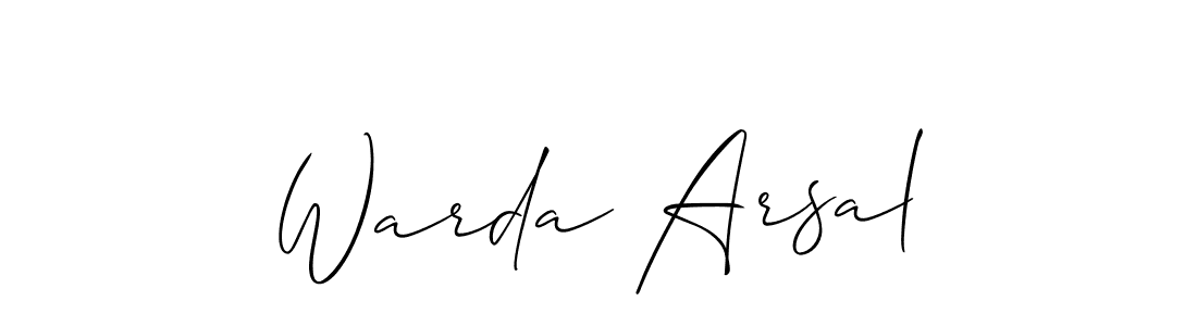 Make a beautiful signature design for name Warda Arsal. With this signature (Allison_Script) style, you can create a handwritten signature for free. Warda Arsal signature style 2 images and pictures png