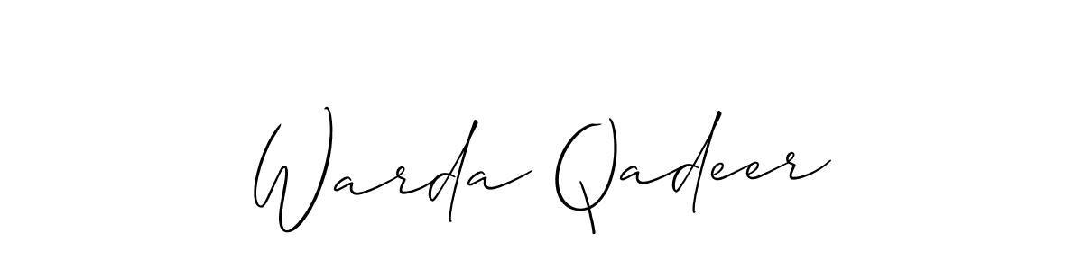 Create a beautiful signature design for name Warda Qadeer. With this signature (Allison_Script) fonts, you can make a handwritten signature for free. Warda Qadeer signature style 2 images and pictures png