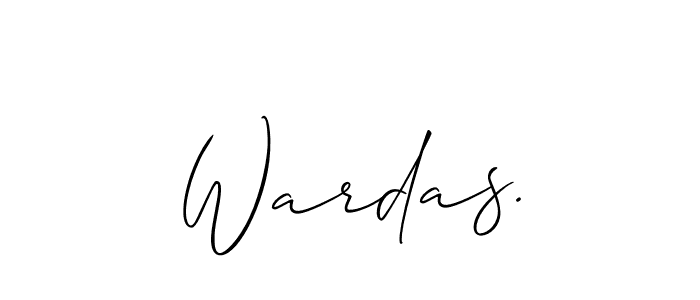 The best way (Allison_Script) to make a short signature is to pick only two or three words in your name. The name Wardas. include a total of six letters. For converting this name. Wardas. signature style 2 images and pictures png