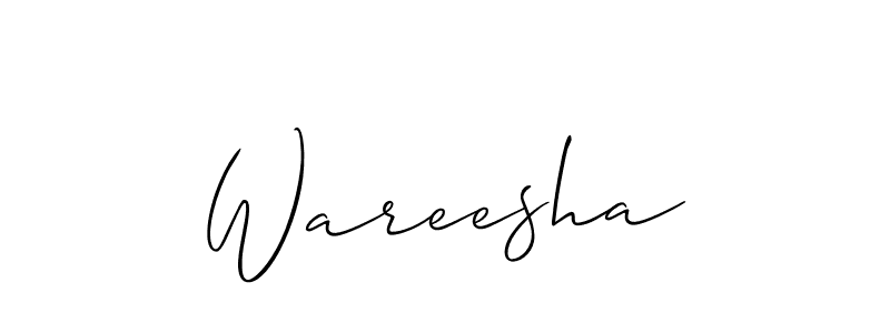 It looks lik you need a new signature style for name Wareesha. Design unique handwritten (Allison_Script) signature with our free signature maker in just a few clicks. Wareesha signature style 2 images and pictures png