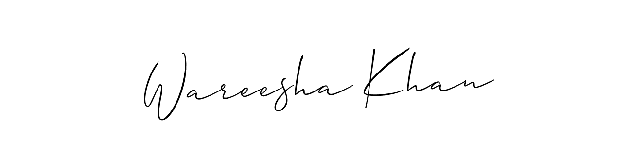 How to make Wareesha Khan name signature. Use Allison_Script style for creating short signs online. This is the latest handwritten sign. Wareesha Khan signature style 2 images and pictures png