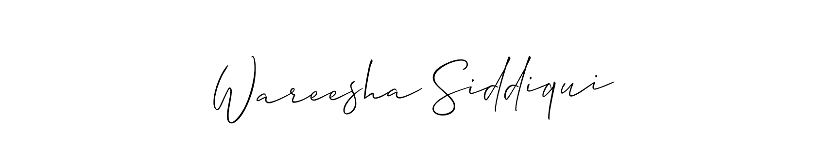 Create a beautiful signature design for name Wareesha Siddiqui. With this signature (Allison_Script) fonts, you can make a handwritten signature for free. Wareesha Siddiqui signature style 2 images and pictures png