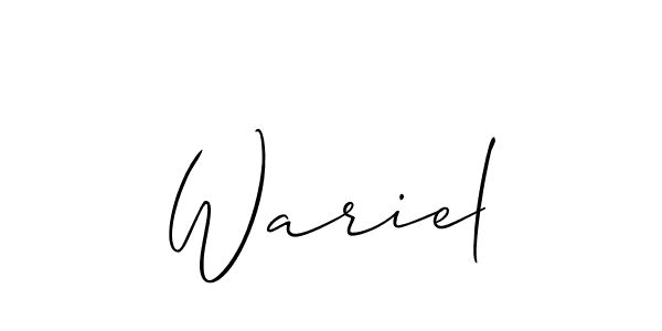 It looks lik you need a new signature style for name Wariel. Design unique handwritten (Allison_Script) signature with our free signature maker in just a few clicks. Wariel signature style 2 images and pictures png