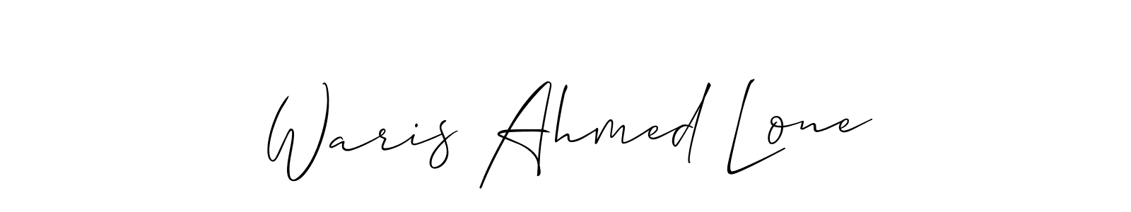 How to make Waris Ahmed Lone name signature. Use Allison_Script style for creating short signs online. This is the latest handwritten sign. Waris Ahmed Lone signature style 2 images and pictures png