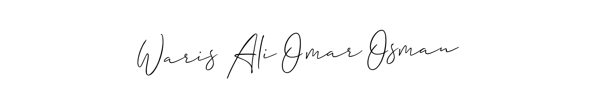 The best way (Allison_Script) to make a short signature is to pick only two or three words in your name. The name Waris Ali Omar Osman include a total of six letters. For converting this name. Waris Ali Omar Osman signature style 2 images and pictures png