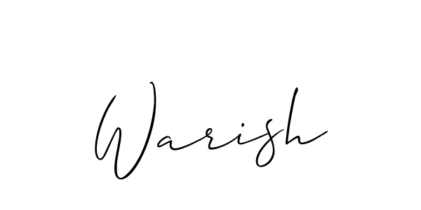 Use a signature maker to create a handwritten signature online. With this signature software, you can design (Allison_Script) your own signature for name Warish. Warish signature style 2 images and pictures png