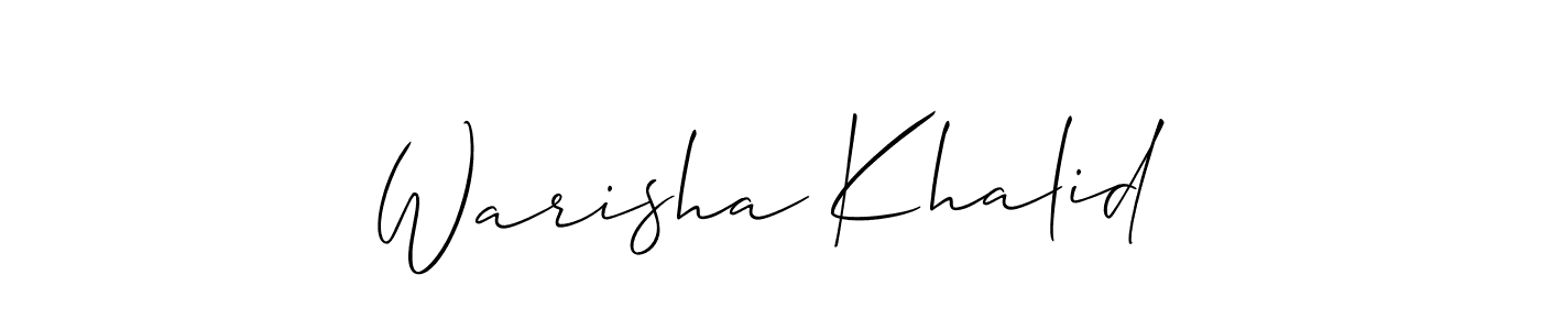 Use a signature maker to create a handwritten signature online. With this signature software, you can design (Allison_Script) your own signature for name Warisha Khalid. Warisha Khalid signature style 2 images and pictures png