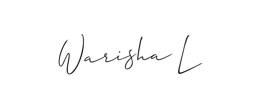 Allison_Script is a professional signature style that is perfect for those who want to add a touch of class to their signature. It is also a great choice for those who want to make their signature more unique. Get Warisha L name to fancy signature for free. Warisha L signature style 2 images and pictures png