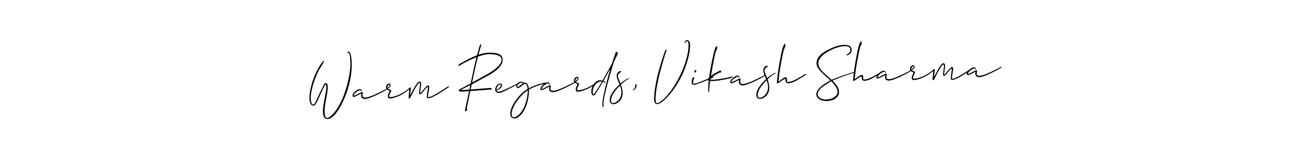 You should practise on your own different ways (Allison_Script) to write your name (Warm Regards, Vikash Sharma) in signature. don't let someone else do it for you. Warm Regards, Vikash Sharma signature style 2 images and pictures png