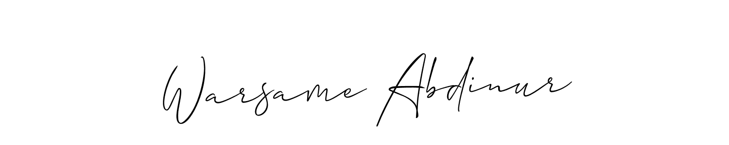 Use a signature maker to create a handwritten signature online. With this signature software, you can design (Allison_Script) your own signature for name Warsame Abdinur. Warsame Abdinur signature style 2 images and pictures png