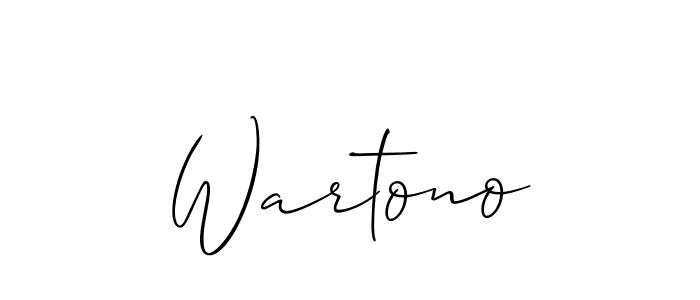 Use a signature maker to create a handwritten signature online. With this signature software, you can design (Allison_Script) your own signature for name Wartono. Wartono signature style 2 images and pictures png