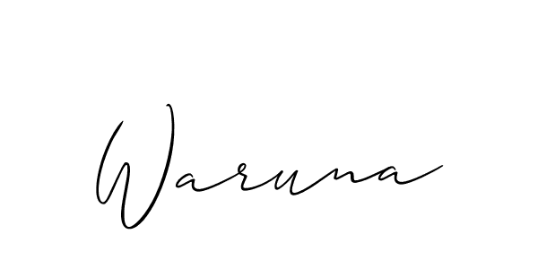 Make a beautiful signature design for name Waruna. With this signature (Allison_Script) style, you can create a handwritten signature for free. Waruna signature style 2 images and pictures png