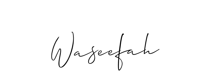 if you are searching for the best signature style for your name Waseefah. so please give up your signature search. here we have designed multiple signature styles  using Allison_Script. Waseefah signature style 2 images and pictures png