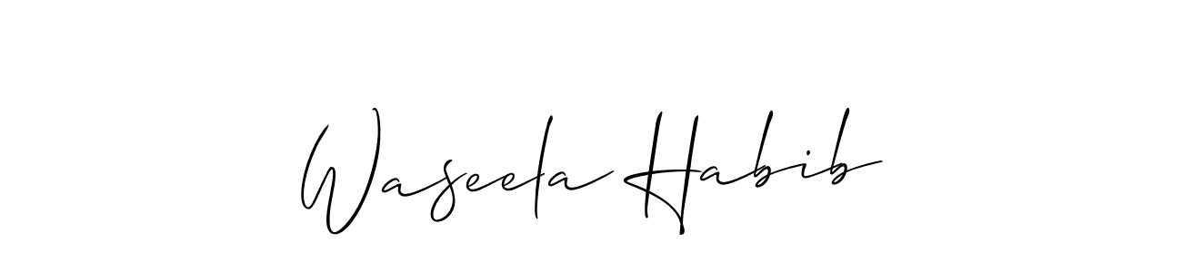 How to Draw Waseela Habib signature style? Allison_Script is a latest design signature styles for name Waseela Habib. Waseela Habib signature style 2 images and pictures png