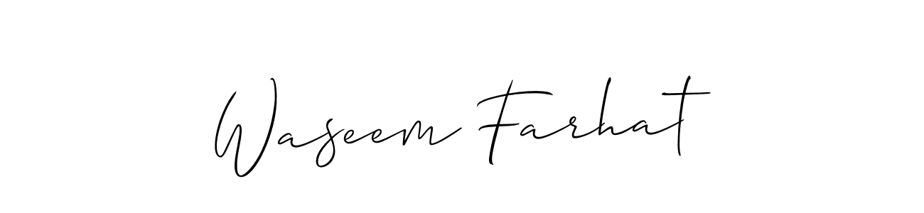 Make a beautiful signature design for name Waseem Farhat. With this signature (Allison_Script) style, you can create a handwritten signature for free. Waseem Farhat signature style 2 images and pictures png