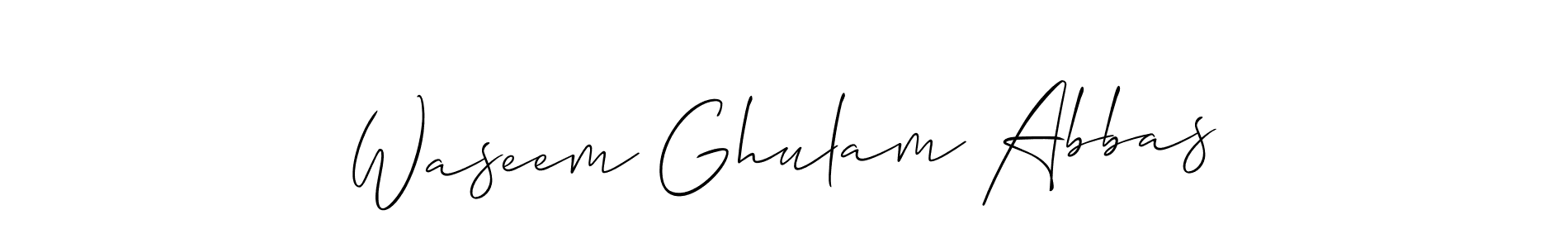 if you are searching for the best signature style for your name Waseem Ghulam Abbas. so please give up your signature search. here we have designed multiple signature styles  using Allison_Script. Waseem Ghulam Abbas signature style 2 images and pictures png