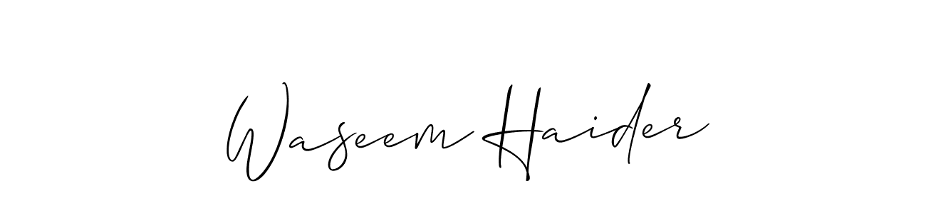 Use a signature maker to create a handwritten signature online. With this signature software, you can design (Allison_Script) your own signature for name Waseem Haider. Waseem Haider signature style 2 images and pictures png