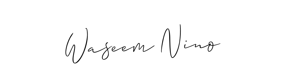 Also You can easily find your signature by using the search form. We will create Waseem Nino name handwritten signature images for you free of cost using Allison_Script sign style. Waseem Nino signature style 2 images and pictures png