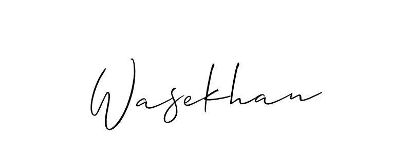 Use a signature maker to create a handwritten signature online. With this signature software, you can design (Allison_Script) your own signature for name Wasekhan. Wasekhan signature style 2 images and pictures png