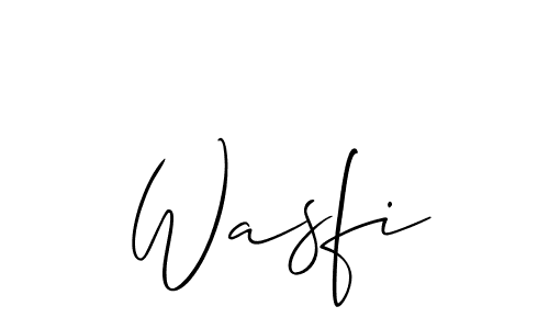 Make a beautiful signature design for name Wasfi. With this signature (Allison_Script) style, you can create a handwritten signature for free. Wasfi signature style 2 images and pictures png