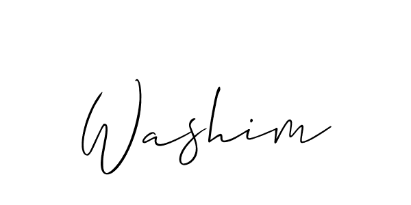 Design your own signature with our free online signature maker. With this signature software, you can create a handwritten (Allison_Script) signature for name Washim. Washim signature style 2 images and pictures png