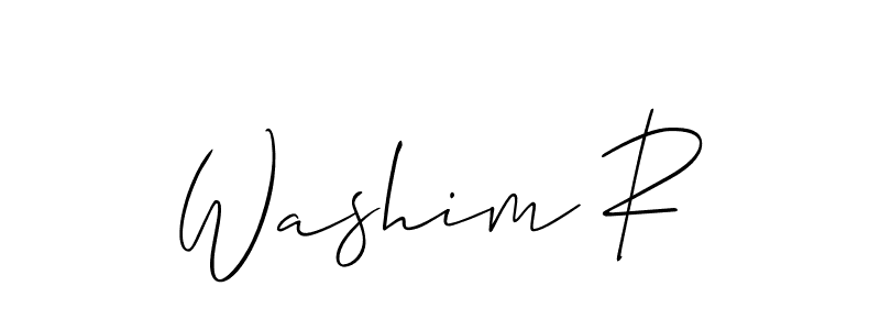 The best way (Allison_Script) to make a short signature is to pick only two or three words in your name. The name Washim R include a total of six letters. For converting this name. Washim R signature style 2 images and pictures png