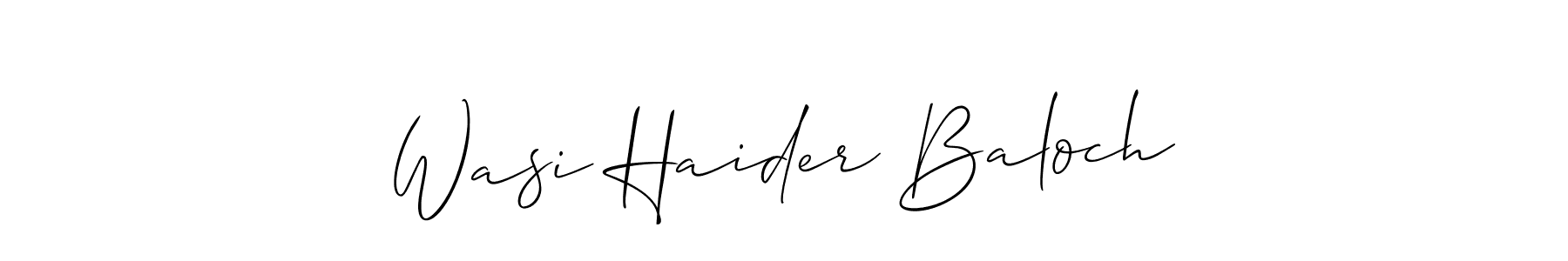 Create a beautiful signature design for name Wasi Haider Baloch. With this signature (Allison_Script) fonts, you can make a handwritten signature for free. Wasi Haider Baloch signature style 2 images and pictures png