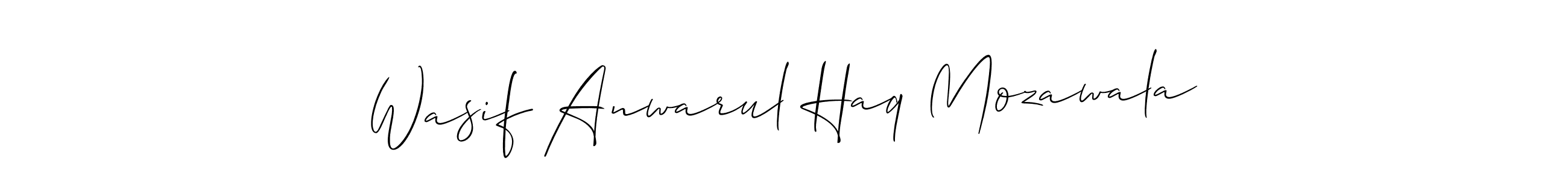 Allison_Script is a professional signature style that is perfect for those who want to add a touch of class to their signature. It is also a great choice for those who want to make their signature more unique. Get Wasif Anwarul Haq Mozawala name to fancy signature for free. Wasif Anwarul Haq Mozawala signature style 2 images and pictures png