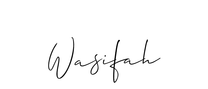 Create a beautiful signature design for name Wasifah. With this signature (Allison_Script) fonts, you can make a handwritten signature for free. Wasifah signature style 2 images and pictures png