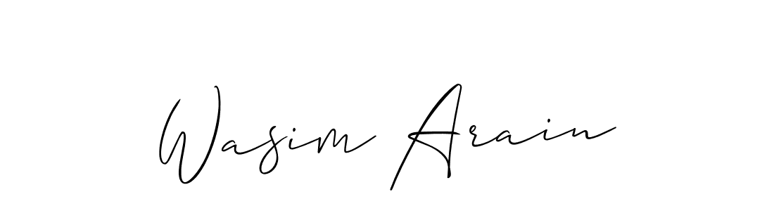 How to make Wasim Arain name signature. Use Allison_Script style for creating short signs online. This is the latest handwritten sign. Wasim Arain signature style 2 images and pictures png