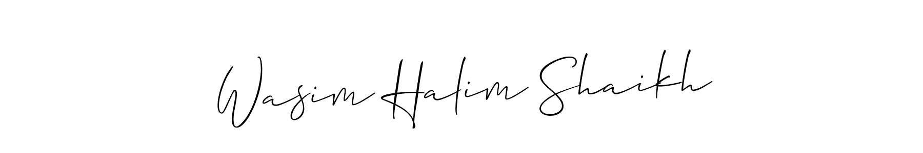 Allison_Script is a professional signature style that is perfect for those who want to add a touch of class to their signature. It is also a great choice for those who want to make their signature more unique. Get Wasim Halim Shaikh name to fancy signature for free. Wasim Halim Shaikh signature style 2 images and pictures png
