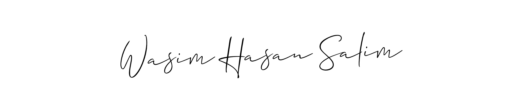 The best way (Allison_Script) to make a short signature is to pick only two or three words in your name. The name Wasim Hasan Salim include a total of six letters. For converting this name. Wasim Hasan Salim signature style 2 images and pictures png