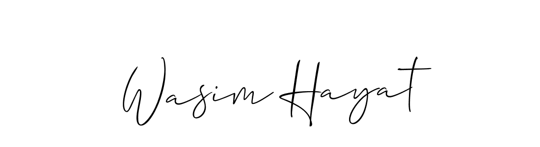 Allison_Script is a professional signature style that is perfect for those who want to add a touch of class to their signature. It is also a great choice for those who want to make their signature more unique. Get Wasim Hayat name to fancy signature for free. Wasim Hayat signature style 2 images and pictures png