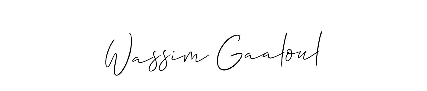 How to make Wassim Gaaloul name signature. Use Allison_Script style for creating short signs online. This is the latest handwritten sign. Wassim Gaaloul signature style 2 images and pictures png