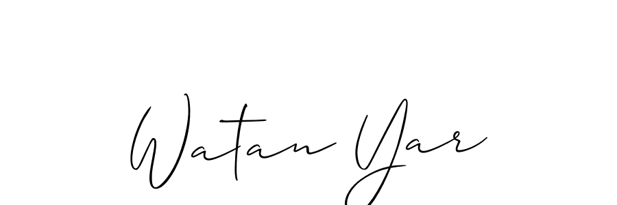 How to make Watan Yar name signature. Use Allison_Script style for creating short signs online. This is the latest handwritten sign. Watan Yar signature style 2 images and pictures png