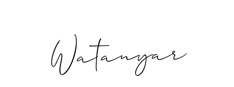 The best way (Allison_Script) to make a short signature is to pick only two or three words in your name. The name Watanyar include a total of six letters. For converting this name. Watanyar signature style 2 images and pictures png
