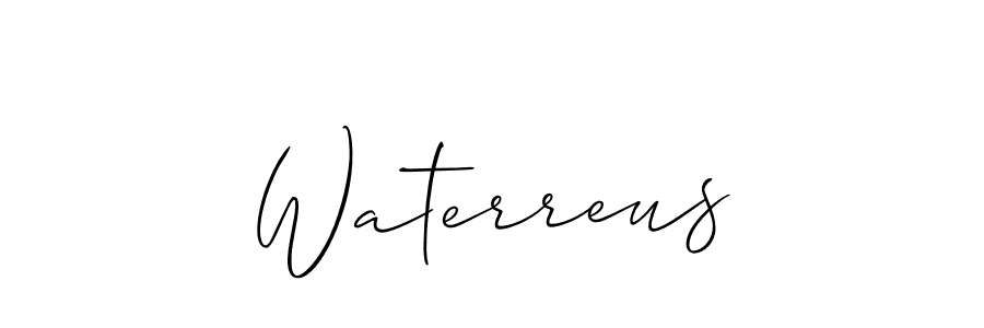 Allison_Script is a professional signature style that is perfect for those who want to add a touch of class to their signature. It is also a great choice for those who want to make their signature more unique. Get Waterreus name to fancy signature for free. Waterreus signature style 2 images and pictures png