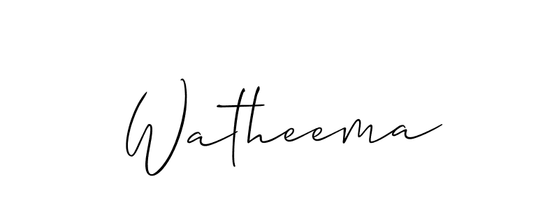 Allison_Script is a professional signature style that is perfect for those who want to add a touch of class to their signature. It is also a great choice for those who want to make their signature more unique. Get Watheema name to fancy signature for free. Watheema signature style 2 images and pictures png