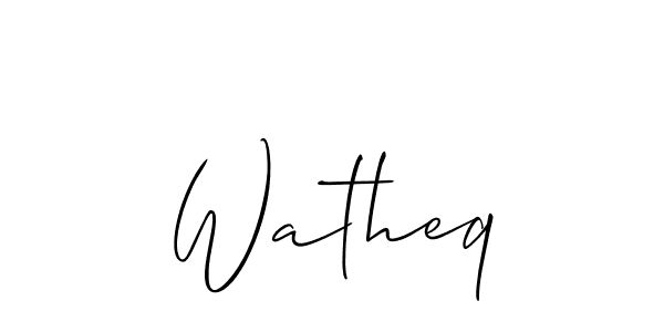 Design your own signature with our free online signature maker. With this signature software, you can create a handwritten (Allison_Script) signature for name Watheq. Watheq signature style 2 images and pictures png