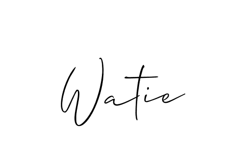 Use a signature maker to create a handwritten signature online. With this signature software, you can design (Allison_Script) your own signature for name Watie. Watie signature style 2 images and pictures png