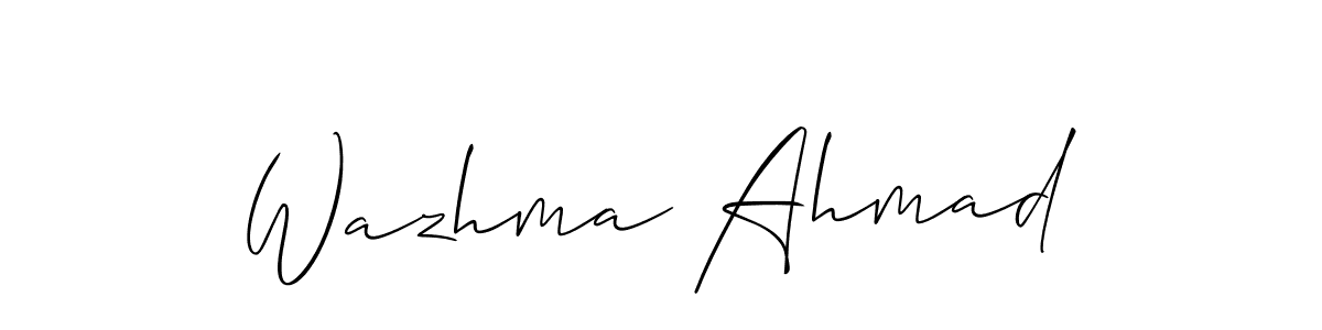Allison_Script is a professional signature style that is perfect for those who want to add a touch of class to their signature. It is also a great choice for those who want to make their signature more unique. Get Wazhma Ahmad name to fancy signature for free. Wazhma Ahmad signature style 2 images and pictures png