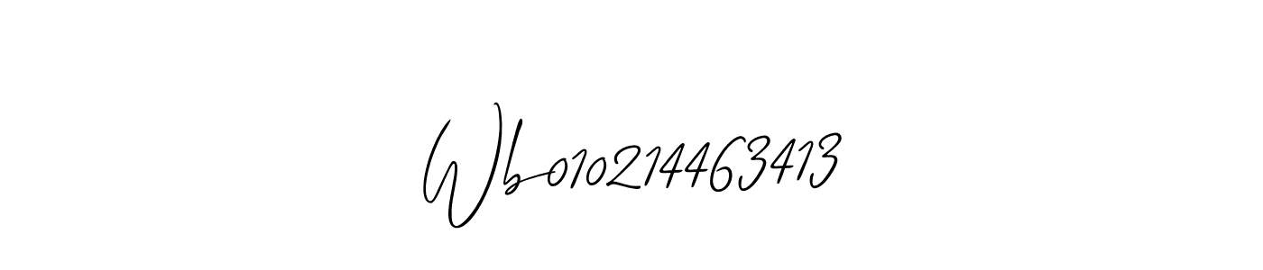 The best way (Allison_Script) to make a short signature is to pick only two or three words in your name. The name Wb010214463413 include a total of six letters. For converting this name. Wb010214463413 signature style 2 images and pictures png