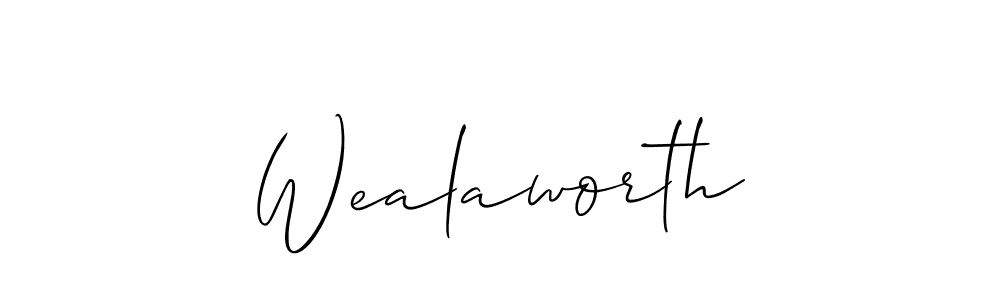 Make a beautiful signature design for name Wealaworth. With this signature (Allison_Script) style, you can create a handwritten signature for free. Wealaworth signature style 2 images and pictures png