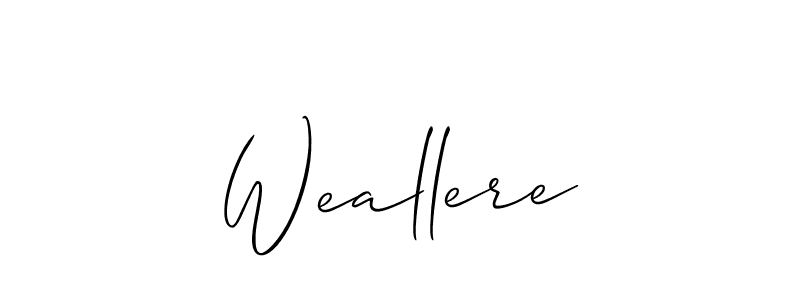 Similarly Allison_Script is the best handwritten signature design. Signature creator online .You can use it as an online autograph creator for name Weallere. Weallere signature style 2 images and pictures png